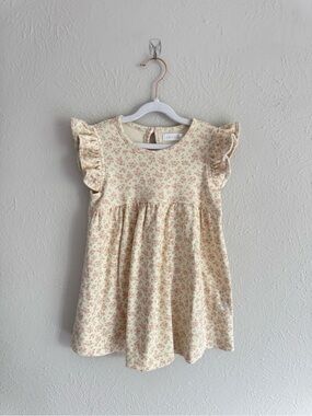 Jamie Kay Cream Floral Ruffle Dress with Pink Print 3y